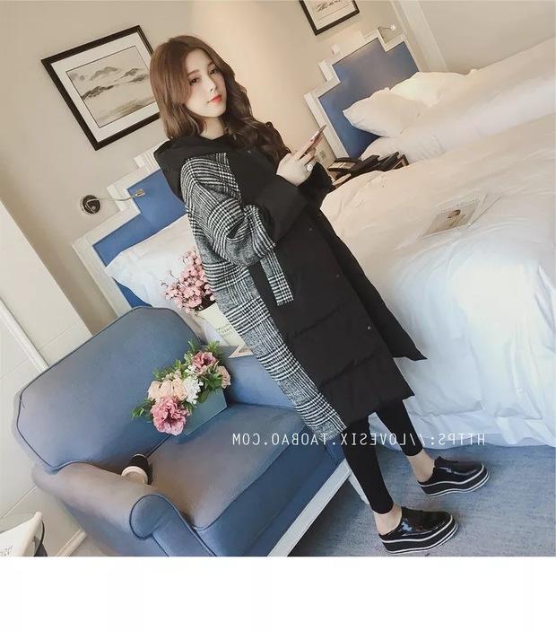 Quần lửng cotton mm XL nữ dày 2018 mùa đông Hàn Quốc phiên bản áo dài mới là áo cotton mỏng 200 kg áo phao béo hàn quốc