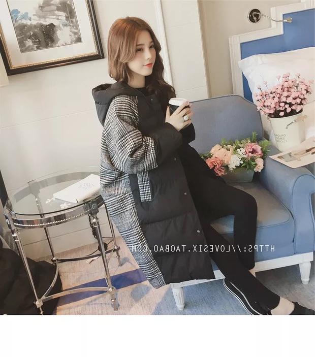 Quần lửng cotton mm XL nữ dày 2018 mùa đông Hàn Quốc phiên bản áo dài mới là áo cotton mỏng 200 kg áo phao béo hàn quốc