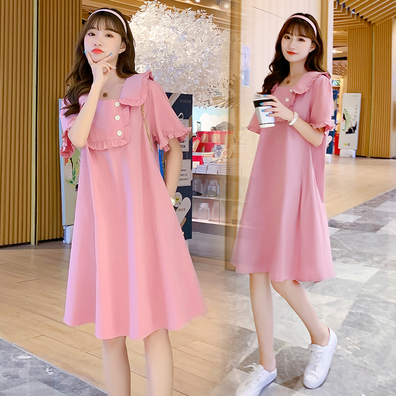 Pink dress female summer in long Han version loose institute wind baby skirt small sweet lovely INS skirt