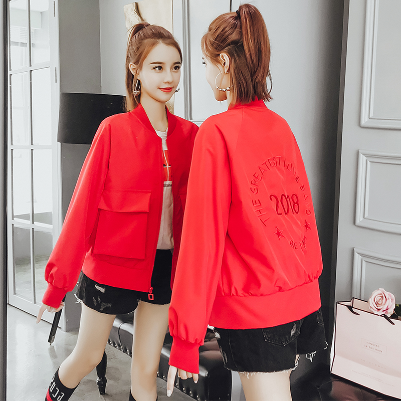 Port Wind Chic Jacket Woman Short 2022 Chunqiu New original Cebu Wind student jacket Han version embroidered bf baseball suit