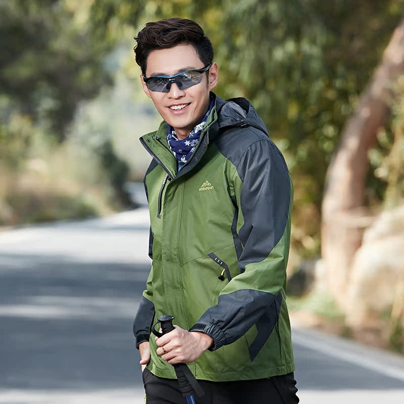 Submachine clothing male tide card female three-in-one autumn winter plus suede thickened windproof and waterproof jacket Outdoor detachable mountaineering suit