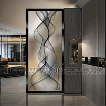 Art glass living room partition wall decorative screen double-sided light luxury style entrance background simple modern light transmission