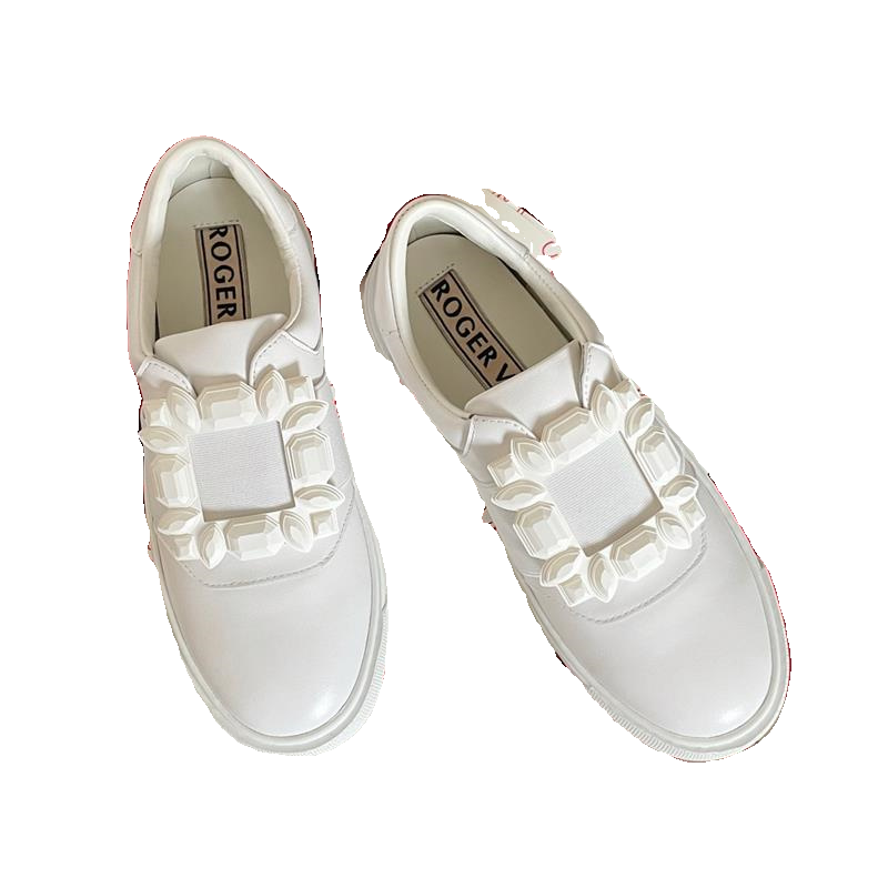 Скидка Roger Vivier/RV цвет коммутэ цветной бриллиант пряжка круглая головка плоское основание нескользящие повседневные кроссовки для женщин