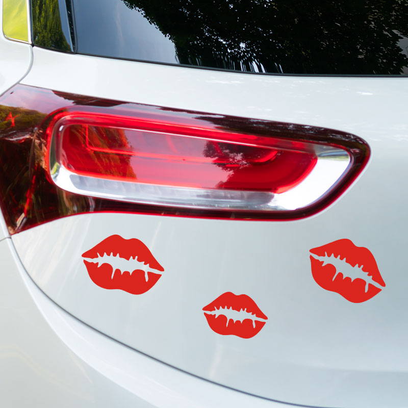 Car Stickers Lips Shelter Scratches stickers Flame Red Lip Kiss Body Front And Back Insurance Lever Creative Stickers