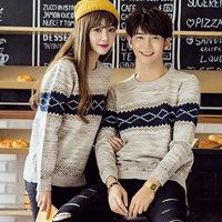 Áo len mùa thu đông nam phiên bản Hàn Quốc của áo len kẻ sọc cổ tròn hoang dã áo len gile