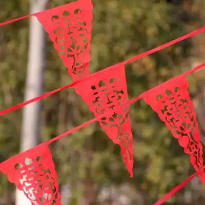 Wedding arrangement wedding hollow bunting bunting flag happy word triangle flag wedding red flag hanging flag