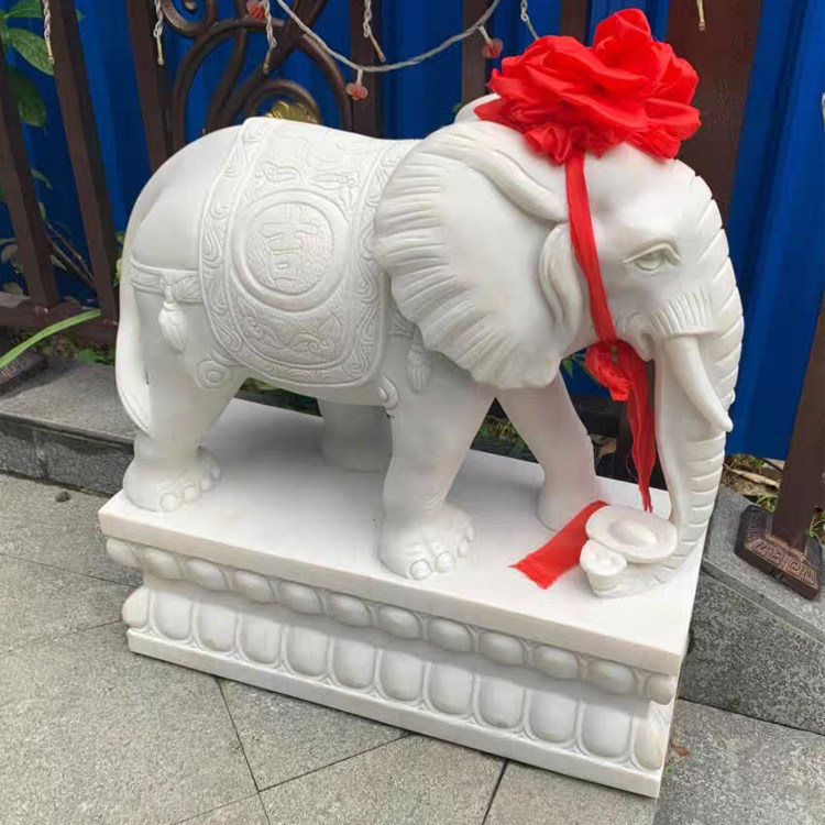 Stone Carving Elephant Pair Han White Jade Boutique Stone Domestic Villa Doorway Company Hotel Boutique Marble Pendulum-Taobao