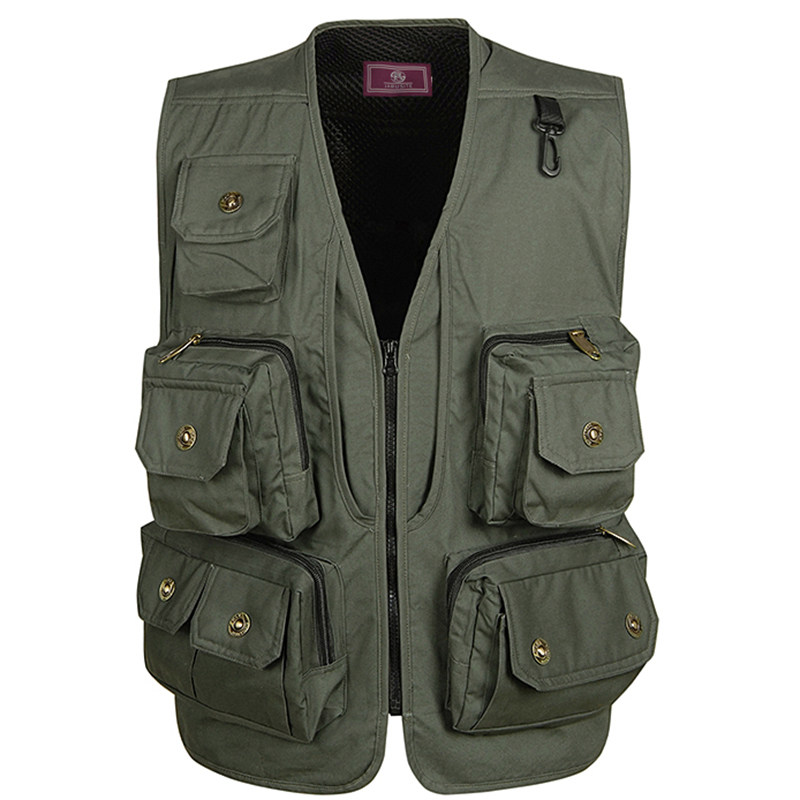 Spring and autumn multi-pocket tooling vest male director Journalist photographer vest Dad outdoor fishing canvas waistcoat