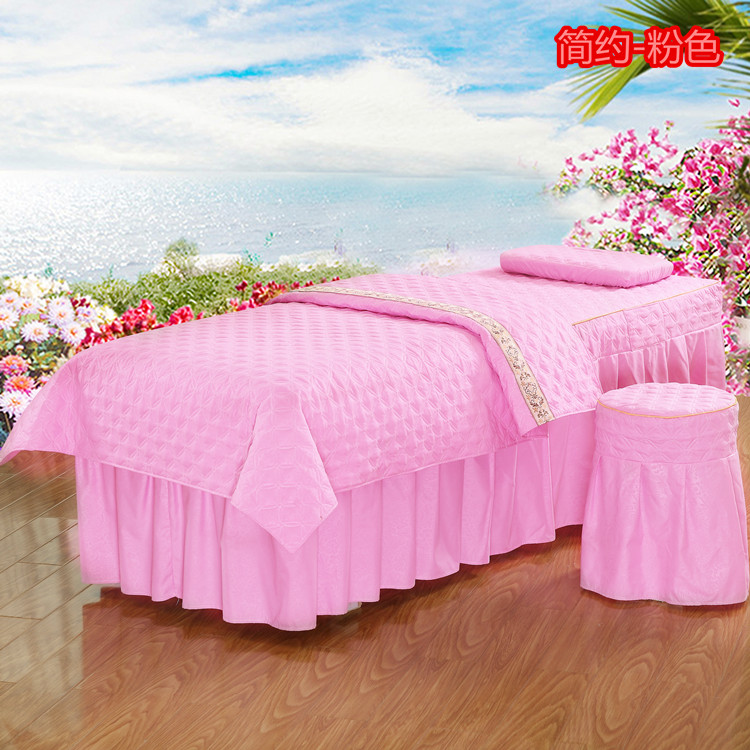 Mới bốn mùa phổ quát làm đẹp giường bao gồm massage cơ thể bốn bộ của thẩm mỹ viện bộ giường khăn trắng trải giường spa