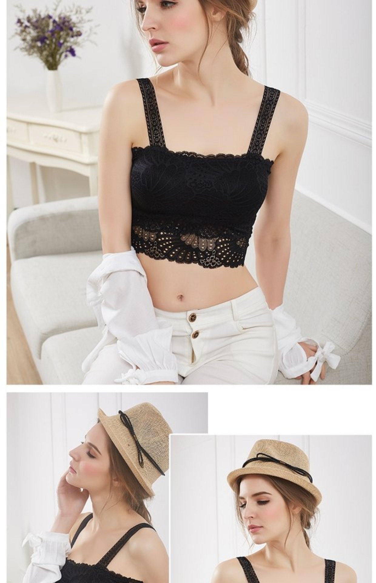 2 mảnh ren ống hàng đầu quấn ngực áo ngực ngắn yếm vest chống ánh sáng chạm đáy đồ lót nữ sinh trung học nữ áo lót ren gợi cảm