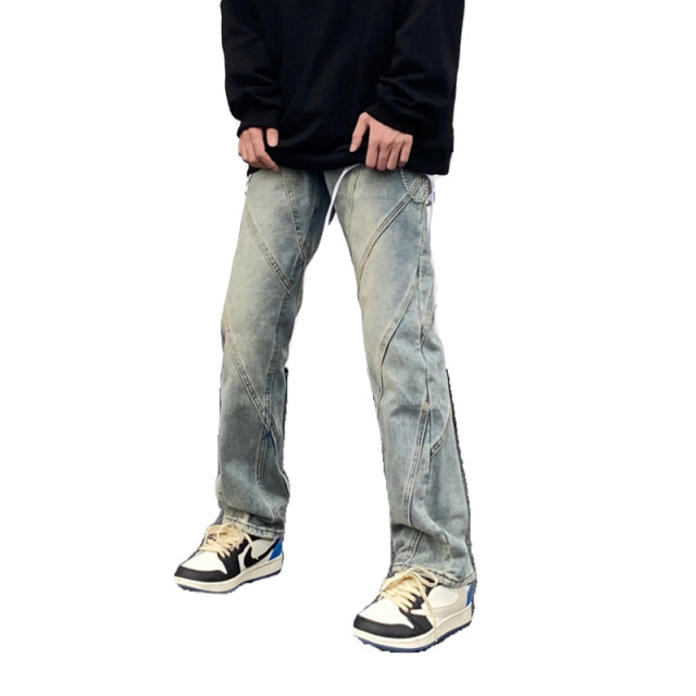ຢູ່ຫ່າງຈາກຖະຫນົນສູງຖ້າຫາກວ່າທ່ານບໍ່ trendy ອາເມລິກາ retro ລ້າງ jeans ຍາກສໍາລັບຜູ້ຊາຍ, ວ່າງຊື່ hiphop pants.