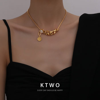 European and American personality retro light luxury K gold simple new necklace female ins tide net red niche cold wind clavicle chain