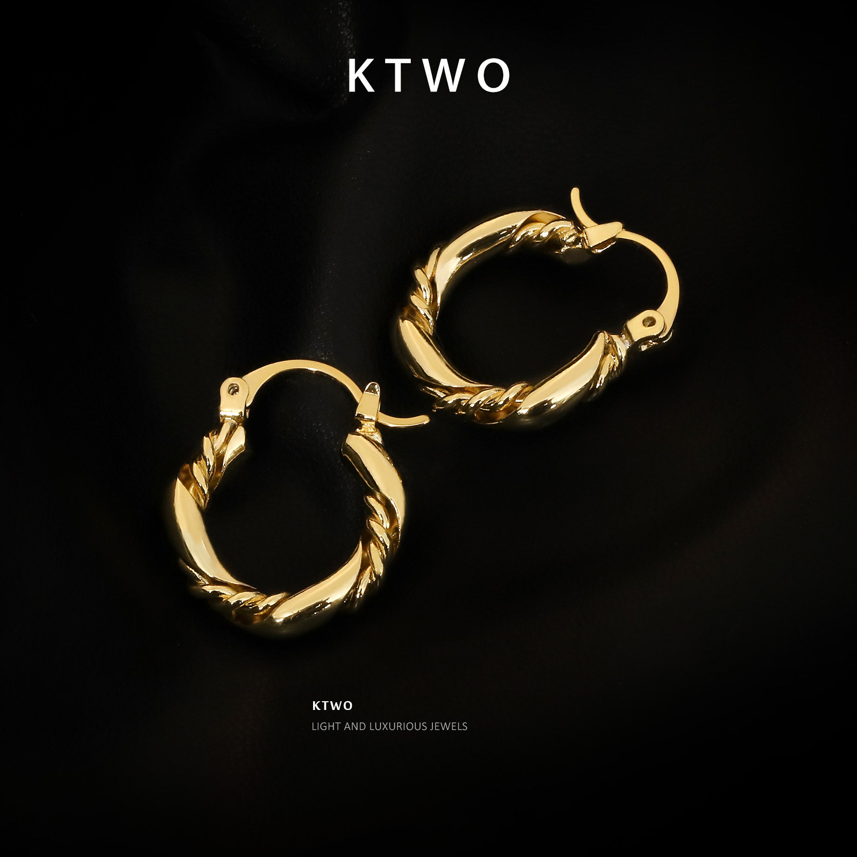 Korean Version Fashion New Bag K Golden Brief Earrings Women's Ear Rings Ins Tide Personality Lukewarm Wind Net Red Identical Gifts