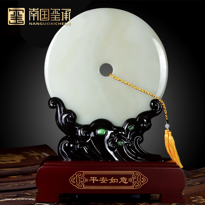 Natural jade peace buckle ornament living room wine cabinet TV cabinet decorations entrance to move new home housewarming new home gifts