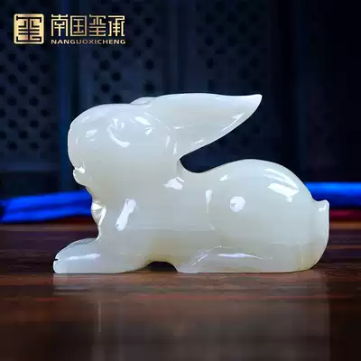 Zodiac rabbit ornaments White Jade Zocai home creative living room wine cabinet Bogu shelf home decorations wedding gifts
