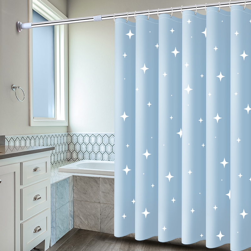 Bathroom shower curtain set free punching thickened waterproof anti-mildew bath curtain toilet partition curtain curtain hanging curtain