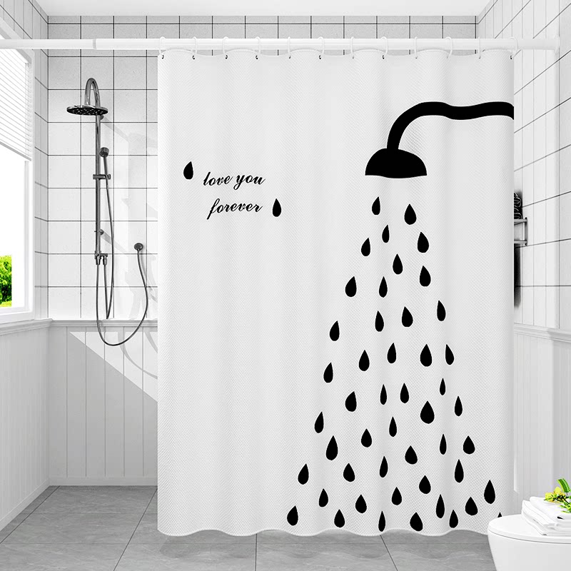 Thickened waterproof curtain bathroom waterproof and mildew-proof bath curtain cloth Makeup Room Bath Curtain Suit Flex Free of perforated Partition Curtain