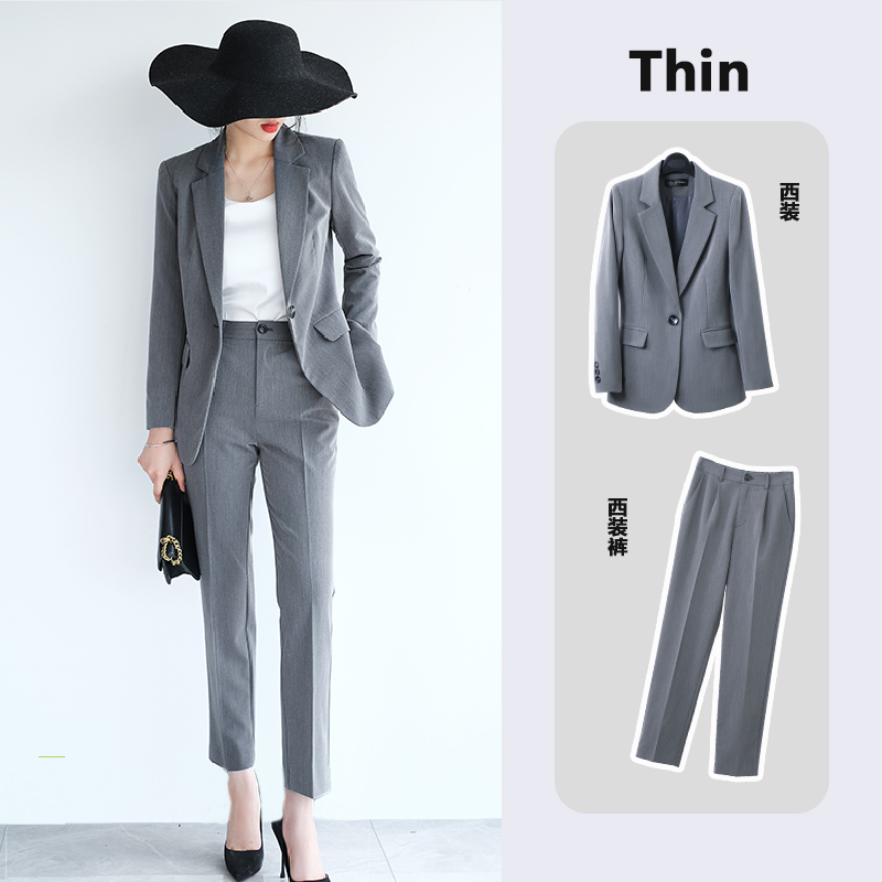Professional Women's Suits for Spring and Autumn, High-End Formal Gray Blazer, Women's Interview Workwear, Business Suit for Autumn