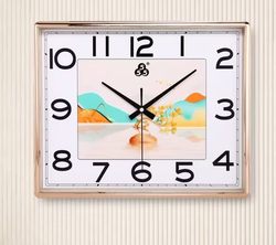 Shanghai Sanwu Square Wall Clock Living Room Bedroom Silent Clock Modern Simple Wall Watch Quartz Clock