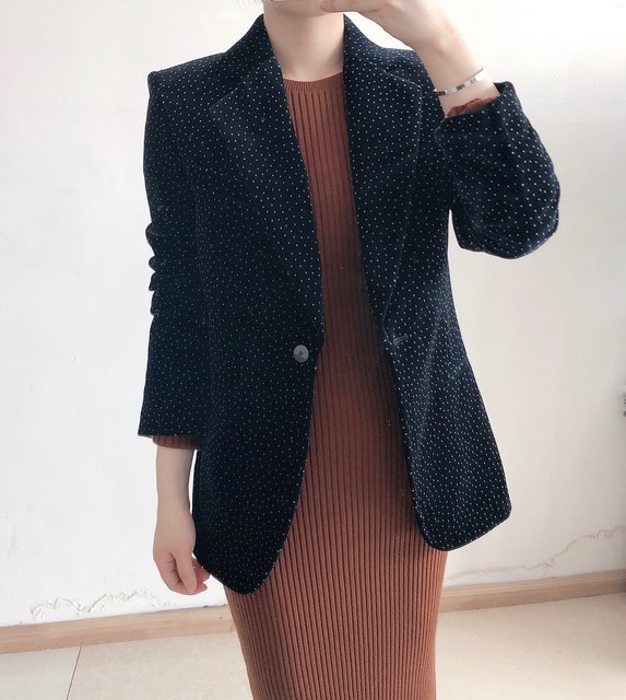 Shaoxing Meidai THEORY19 one button velvet dotted suit jacket CINCHEDJ0904102 now 0