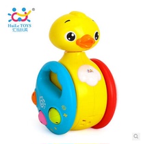 Huile 957 Little Yellow Duck Childrens Puzzle Music Sliding Rattle Tumbler Electric Folding Toy 3 Months