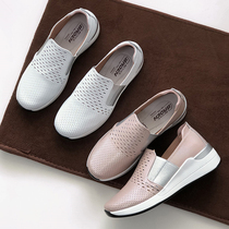 Foreign trade tail leather leather low-top pedal fashion casual shoes womens shoes thick bottom shock absorption comfortable walking shoes lazy shoes