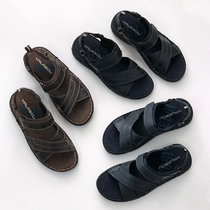 Export to the United States foreign trade summer mens leather casual sandals head layer cowhide outdoor light Velcro sandals