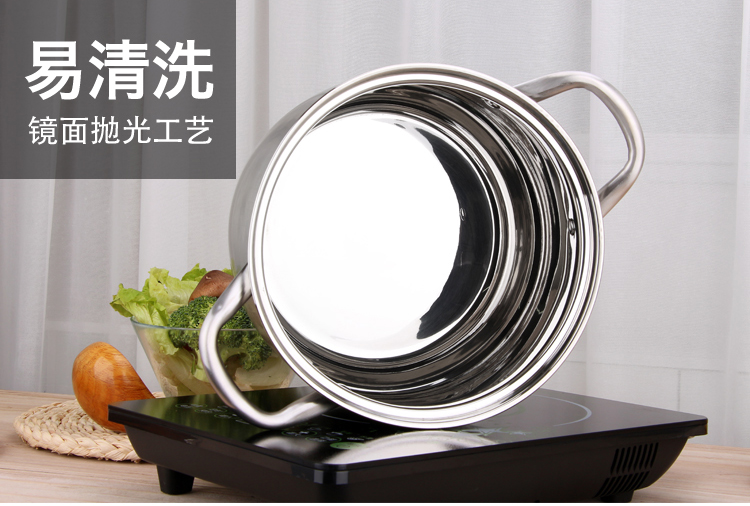 Súp nồi thép không gỉ 304 gia dụng dày nồi thép không gỉ đôi đáy cảm ứng khí nồi phổ súp nồi công suất lớn kệ để gia vị nhà bếp