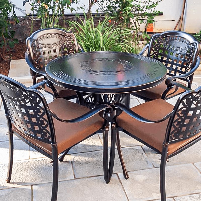 Outdoor Table Chairs Combined Patio Open-air Balcony O-style Iron Arts Leisure Three-five pieces Outdoor Cast Aluminum Furniture Waterproof
