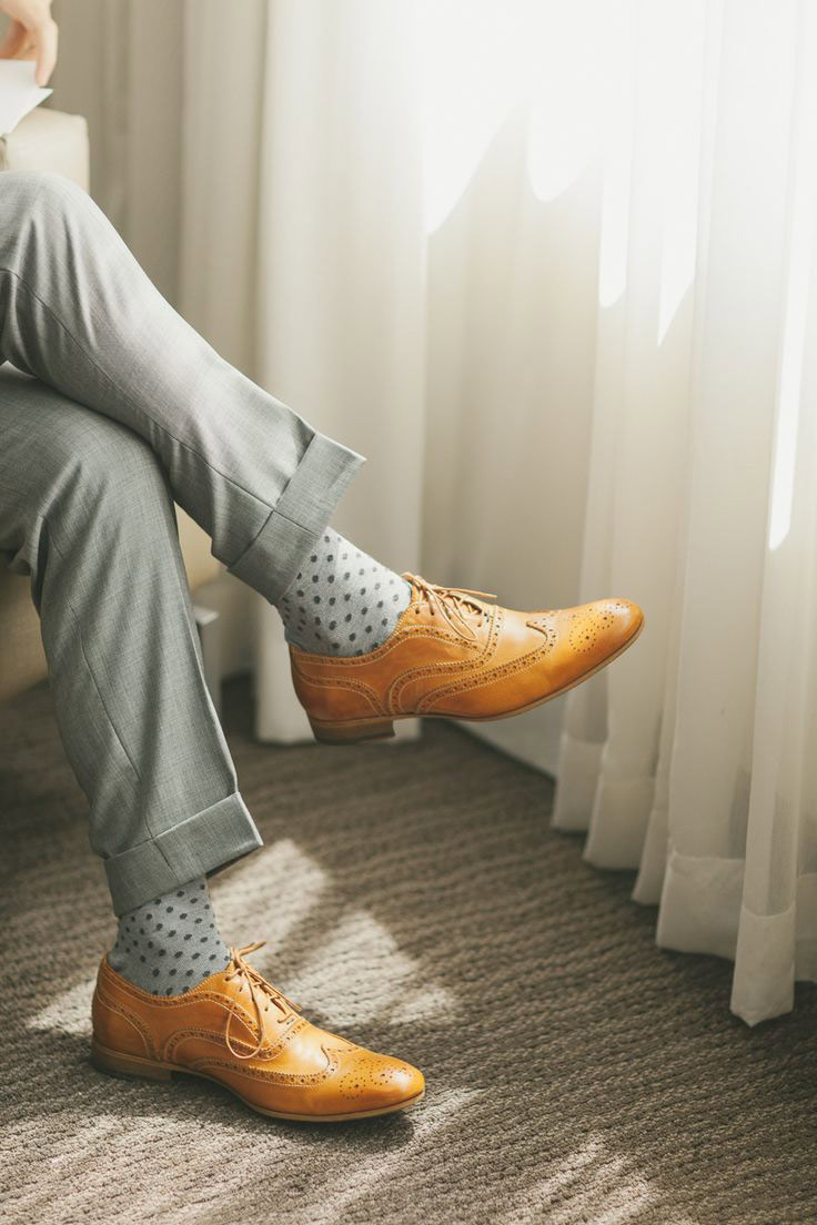 Quần tất nam chấm bi của Anh thời trang trong ống dài màu Anh cao cấp cotton nam trắng cổ cao xu hướng Hàn Quốc tất nhún