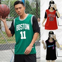 Short sleeve fake two-piece basketball suit sports leisure men and women sports short sleeve T-shirt training suit running James