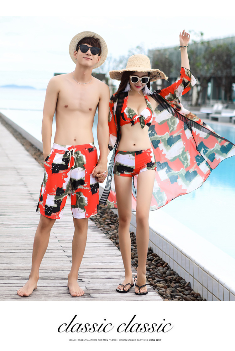 Cặp đôi đi biển bikini bikini chia ba mảnh gợi cảm phù hợp với kỳ nghỉ bên bờ biển tuần trăng mật cặp đôi đồ bơi 	đồ đôi đi biển big size
