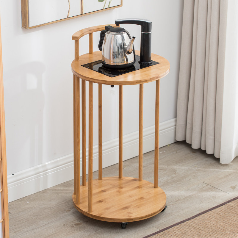Nanzhu Mobile Round Tea Car Home Tea Table Simple Tea Tray One-piece Water Tea Water Shelf Living Room Shelf