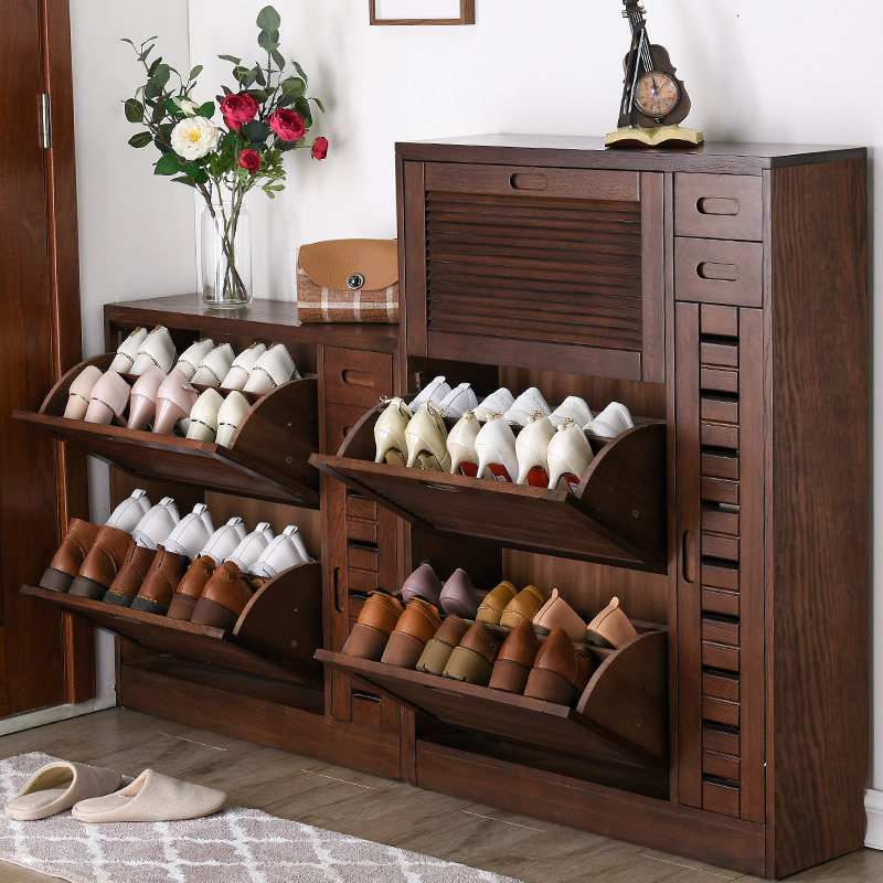 Solid Wooden Shoe Cabinet Bucket Cabinet Simple Modern Ultra Thin