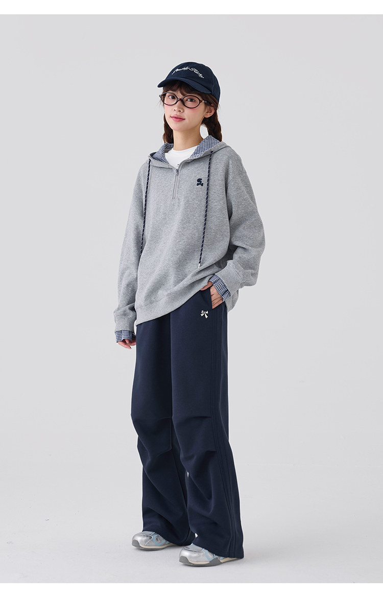 Princess Nono S1N Junior High School Student 26 Autumn Color-Block Double Stripe Casual Pants for Girls, Korean Style Relaxed Fit Flare Pants — 25