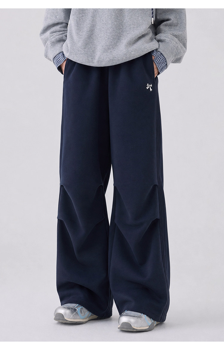 Princess Nono S1N Junior High School Student 26 Autumn Color-Block Double Stripe Casual Pants for Girls, Korean Style Relaxed Fit Flare Pants — 23