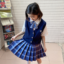 JK uniform 2021 spring new big girl Academy style knitted vest pupils Joker children sweater vest