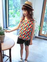 Floral sleeveless T-sleeve new camisole summer girls pullover printed round neck top bottoming shirt summer trendy Western style A