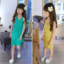 Girls Summer beach dress Summer Korean fashion jacket Girls swimsuit Shawl cover up Childrens sunshade