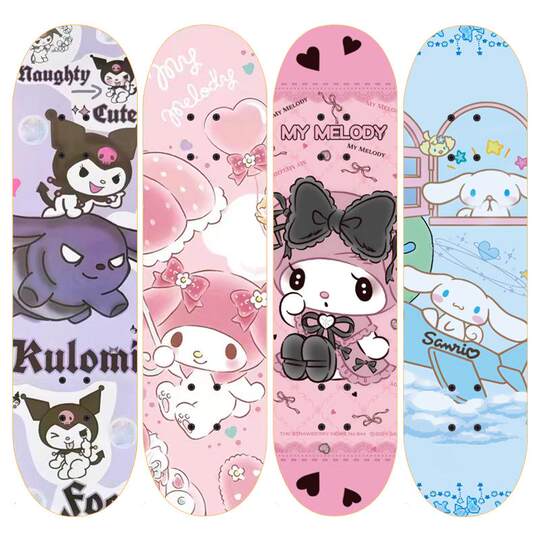 库洛米女生儿童滑板四轮6-12岁青少年动漫初学者玉桂狗卡通滑板车