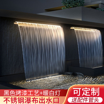 Add monochrome lights matte waterfall outlet courtyard water curtain water curtain outlet landscaping water feature wall artificial overlapping water