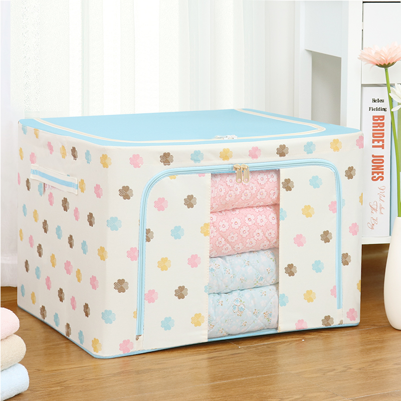 King size storage box Oxford cloth wardrobe finishing box Quilt storage box Foldable steel frame storage bag box