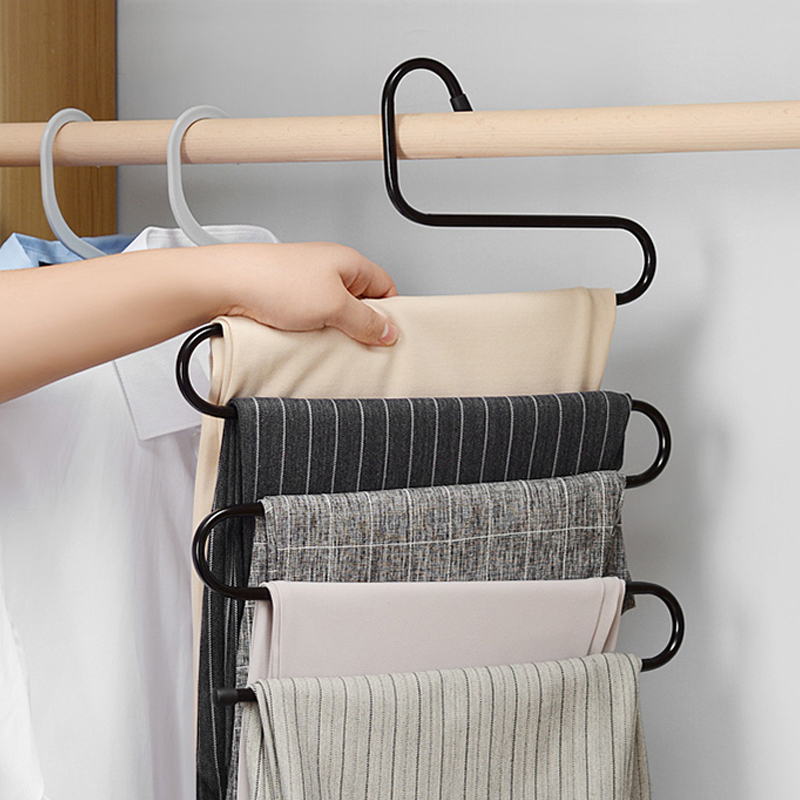 Multi-function pants clip Household S-type multi-layer pants rack Pants hanger Wardrobe storage pants rack Pants clip multi-layer hangers