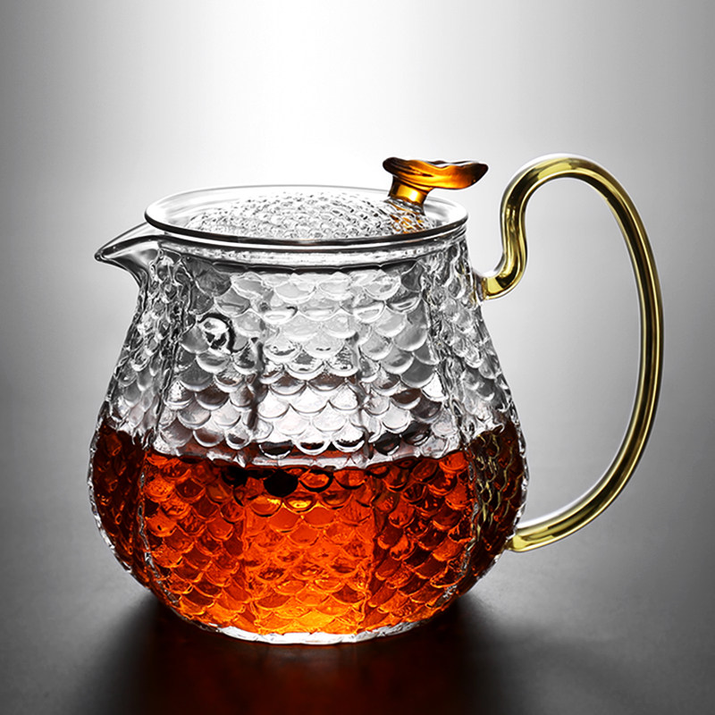 Heat Resistant Glass Bubble Teapot Household High Temperature Resistant Black Crystal Stove Cooking Tea Ware Single Pot Small Red Tea Flower Teapot Tea Tea Set Group