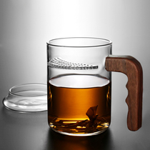 Crescent cup glass tea cup household tea water separation filter bubble flower Green Tea Men and Women office with handlebar cover thickened