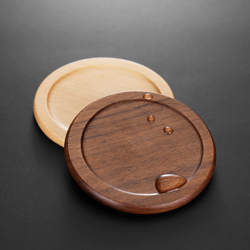 Japanese Walnut tea cup mat Solid wood insulated water cup mat Nordic household Beech Kung Fu Tea cup mat set