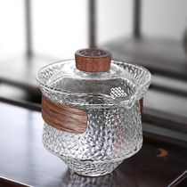 Japanese hammered glass bowl large thick non-hot hand with filter tea cup kung fu tea handle teapot tea set