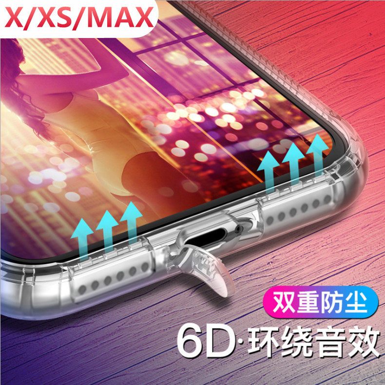 Suitable for Apple X mobile phone protective shell transparent air bag anti-fall iPhones XS MAX with totally enclosed charging port integrated anti-dust and fall anti-fall anti-dust plug XR soft glue all-bag silicone cover