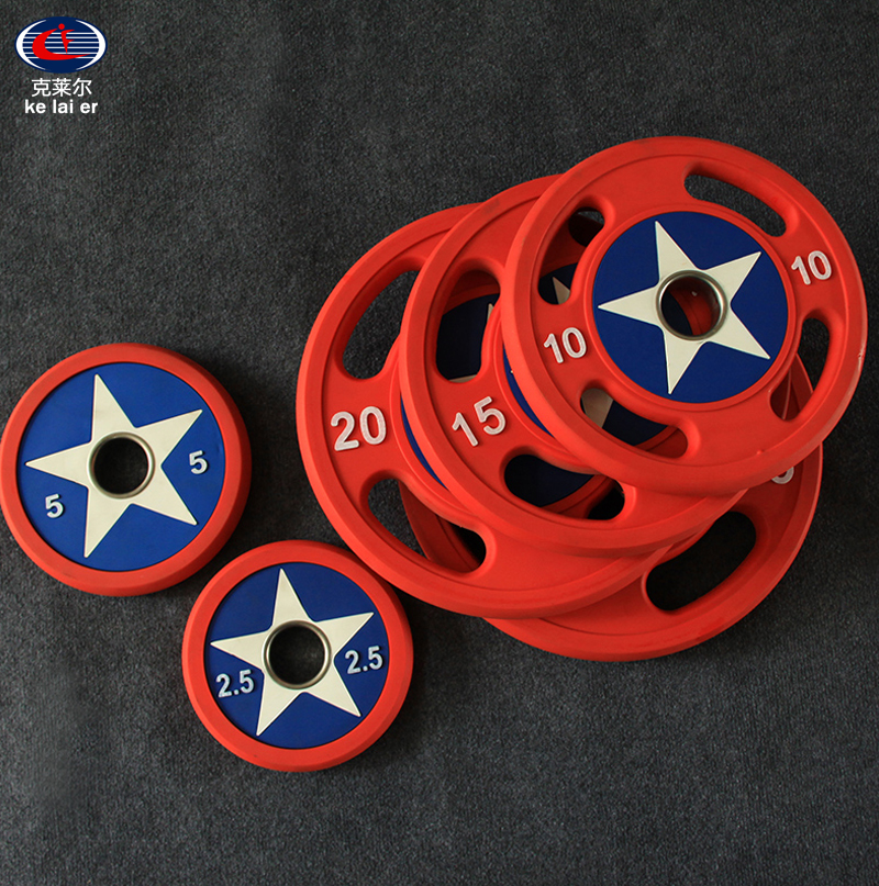 Color PU environmental protection tasteless barbell sheet big hole steel plate barbell sheet gym commercial barbell sheet home