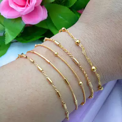 Japan and South Korea simulation sand gold fine hand female gold-plated bean hand simple European coin jewelry snake bone chain does not fade for a long time